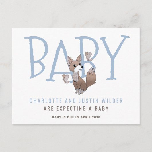 キュートウォーター色ウッドランドキツネ 案内ポストカード (正面)