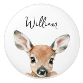 キュートウォーター色ウッドランドディアー子供部屋ルーム セラミックノブ (正面)