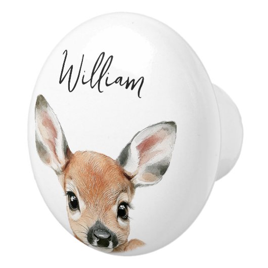 キュートウォーター色ウッドランドディアー子供部屋ルーム セラミックノブ (右)