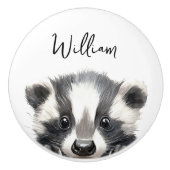 キュートウォーター色ウッドランドバッジャー子供部屋ルーム セラミックノブ (正面)