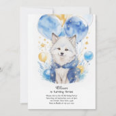 キュートウォーター色ウルフカップ誕生日招待状 招待状 (正面)