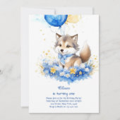 キュートウォーター色ウルフファースト誕生日招待状 招待状 (正面)