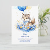 キュートウォーター色ウルフファースト誕生日招待状 招待状 (スタンド正面)