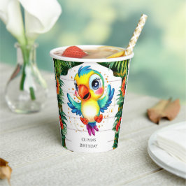 キュートウォーター色オウム誕生日 紙コップ