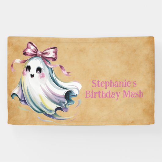 キュートウォーター色ガール幽霊誕生日マッシュ 横断幕 (横)