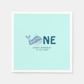 キュートウォーター色クジラパーティーハット誕生日 スタンダードカクテルナプキン (正面)