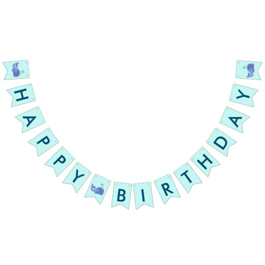 キュートウォーター色クジラパーティーハット誕生日 バンティングフラッグ (全)