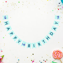 キュートウォーター色クジラパーティーハット誕生日 バンティングフラッグ