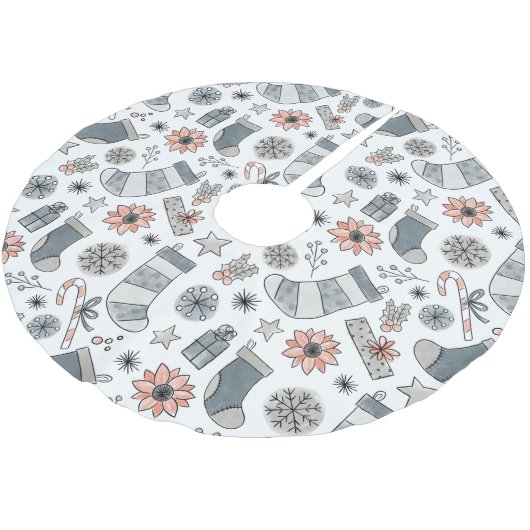 キュートウォーター色クリスマスストッキングドードル ブラッシュドポリエステルツリースカート (アングル)