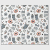 キュートウォーター色クリスマスストッキングドードル ラッピングペーパー (フラット)