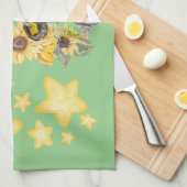 キュートウォーター色コテージコアイエローオングリーン | キッチンタオル (四つ折り)