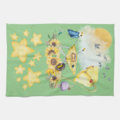 キュートウォーター色コテージコアイエローオングリーン | キッチンタオル (横)