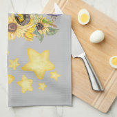 キュートウォーター色コテージコアイエローオングレー | キッチンタオル (四つ折り)