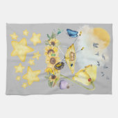 キュートウォーター色コテージコアイエローオングレー | キッチンタオル (横)