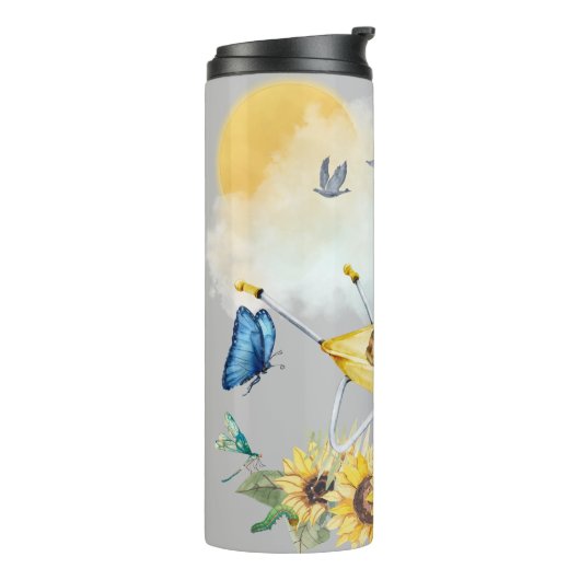 キュートウォーター色コテージコアイエローオングレー | タンブラー (回転左)