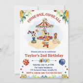 キュートウォーター色サーカスカーニバル子供の誕生日 招待状 (正面)