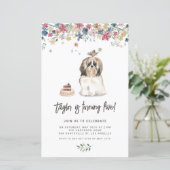 キュートウォーター色シーズー(犬)チドッグ誕生日招待状 (スタンド正面)