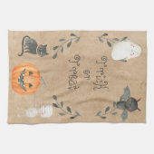キュートウォーター色スタイルハロウィーンキャラクター キッチンタオル (横)