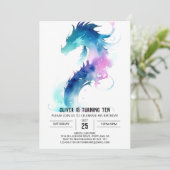 キュートウォーター色ドラゴンファンタジー誕生日 招待状 (スタンド正面)