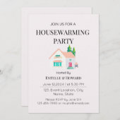 キュートウォーター色ニューホーム引っ越し祝いパーティーパーティー 招待状 (正面/裏面)