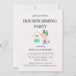 キュートウォーター色ニューホーム引っ越し祝いパーティーパーティー 招待状