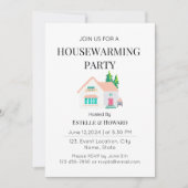 キュートウォーター色ニューホーム引っ越し祝いパーティーパーティー 招待状 (正面)