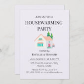 キュートウォーター色ニューホーム引っ越し祝いパーティーパーティー 招待状 (正面/裏面)