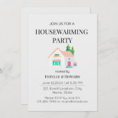 キュートウォーター色ニューホーム引っ越し祝いパーティーパーティー 招待状 (正面/裏面)