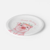 キュートウォーター色ピグハッピーバースデー ペーパープレート (アングル)