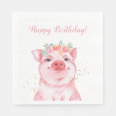 キュートウォーター色ピグ誕生日 スタンダードランチョンナプキン (正面)