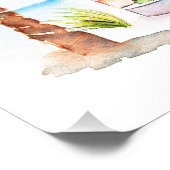 キュートウォーター色ピンクビーチハウス ポスター (コーナー)