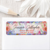 キュートウォーター色フローラ植物差出人住所 ラベル (インサイチュ)