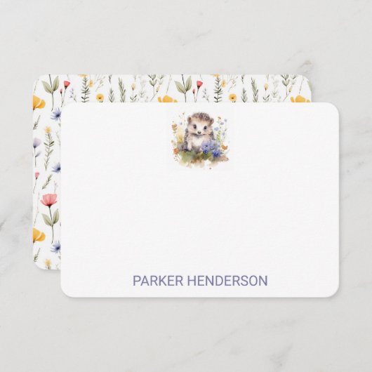 キュートウォーター色ベビーハリネズミ サンキューカード (正面/裏面)