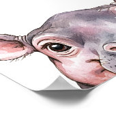 キュートウォーター色ベビーヒッポ子供部屋デコール ポスター (角)