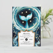 キュートウォーター色マーメイド誕生日 招待状 (スタンド正面)