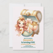 キュートウォーター色マーメイド誕生日 招待状 (正面)