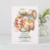 キュートウォーター色マーメイド誕生日 招待状 (スタンド正面)