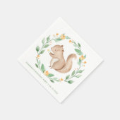 キュートウォーター色リスリースウッドランド誕生日 スタンダードカクテルナプキン (角)