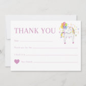 キュートウォーター色レインボーユニコーン誕生日 サンキューカード (正面)