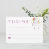 キュートウォーター色レインボーユニコーン誕生日 サンキューカード (スタンド正面)