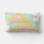 キュートウォーター色レインボー名前をカスタムする ランバークッション (裏面)