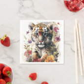 キュートウォーター色ワイルドタイガーカッブ子供の誕生日 スタンダードカクテルナプキン (インサイチュ)