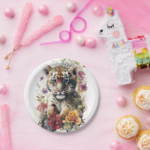 キュートウォーター色ワイルドタイガーカッブ子供の誕生日 ペーパープレート (パーティー)