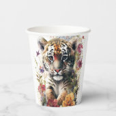 キュートウォーター色ワイルドタイガーカッブ子供の誕生日 紙コップ (裏面)