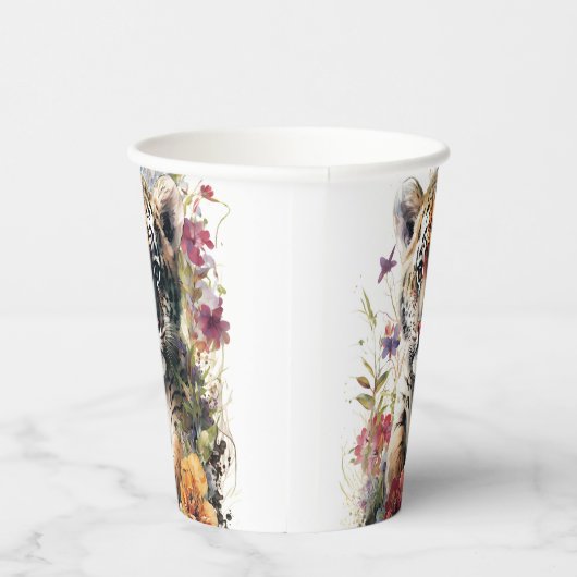 キュートウォーター色ワイルドタイガーカッブ子供の誕生日 紙コップ (右)