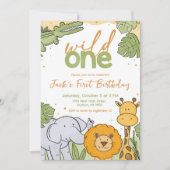 キュートウォーター色ワイルドワン第1誕生日招待状 招待状 (正面)