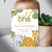 キュートウォーター色ワイルドワン第1誕生日招待状 招待状
