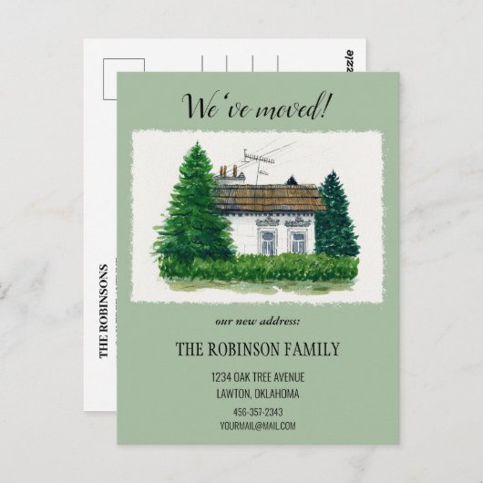 キュートウォーター色ヴィンテージコテージ引っ越しましたレトロ ポストカード (正面/裏面)