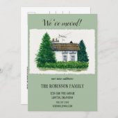 キュートウォーター色ヴィンテージコテージ引っ越しましたレトロ 招待状 (正面/裏面)