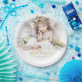 キュートウォーター色小さな女の子エンジェル宗教 ペーパープレート (パーティー)